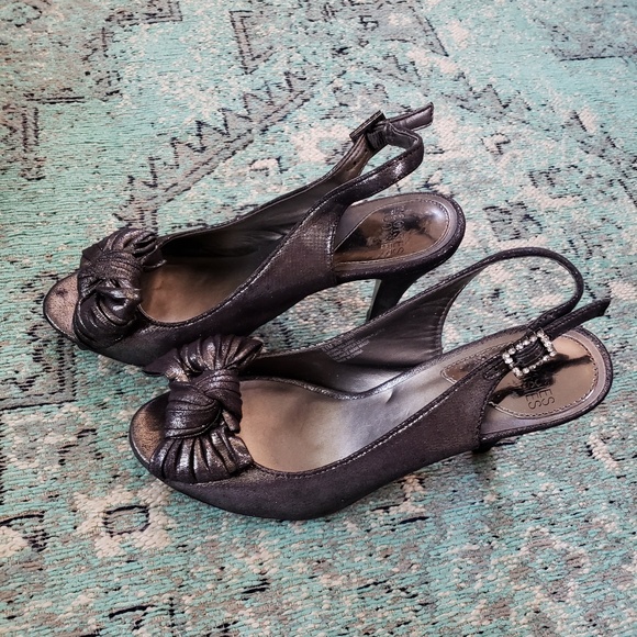 Mootsies Tootsies Black Leather Peep Toe Slingback - Picture 3 of 8